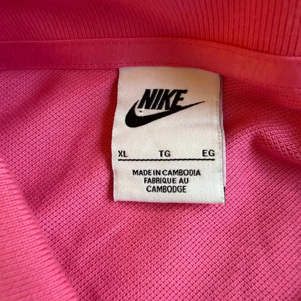 Nike Mens Sportswear Piqué Polo Shirt Pink White Futura Logo XL Short Sleeve